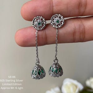 Sanjivani , Sterling Silver Jumka earrings for women -SIL001JEA