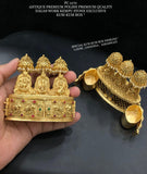 Laxmi , Ganesh ,Saraswati design Gold finish Nagas Work Gold Finish Kumkum  cheppu /Sindur  Box for Women -SAY001MGGLS