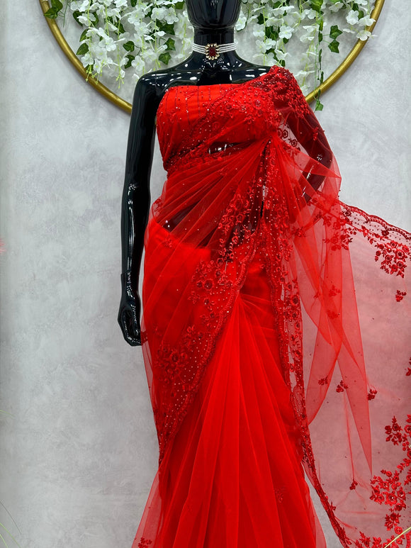 Karvachauth Special Red Color Saree for Women -967Exclusive Arrival
