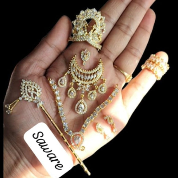 Saware creation present Very beautiful white  American Diamond Jewellery set  for Laddu Gopal -BRIJ001LGJ