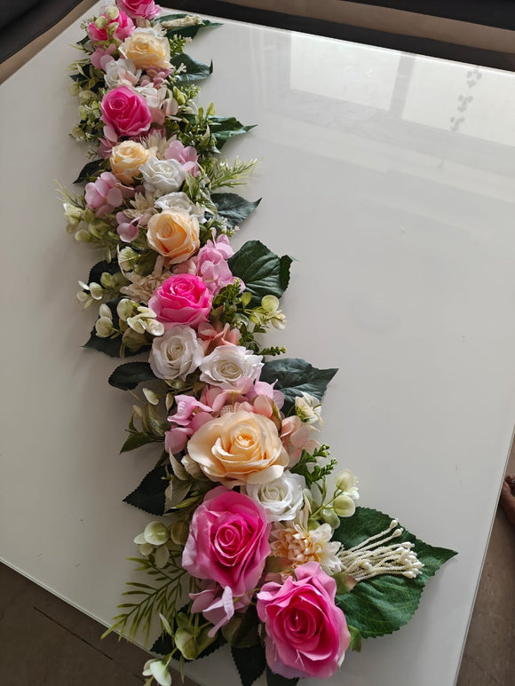 Rose Beauty , Beautiful Decorated Floral toran with fillers and roses to Decorate your Door this Diwali 2023-DECO001BWR