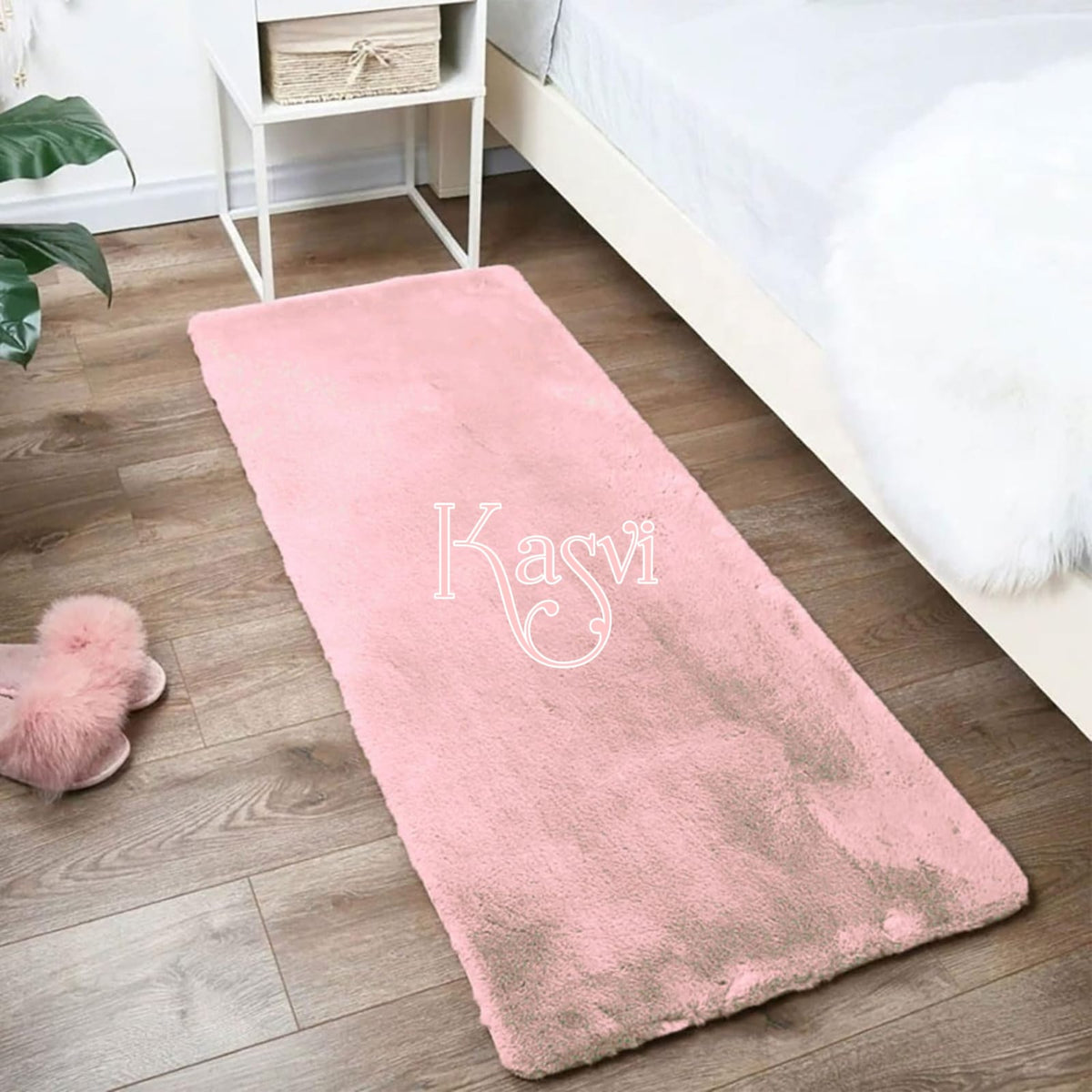 Pink shade Super Soft Faux Rabbit Fur Bed Side Runner -GIR001BS – www ...