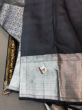 Mrinalini ,  Pure Kanjeevaram Handloom Bridal Silk Saree in Grey and Black Color Combination-SACHI001KSB