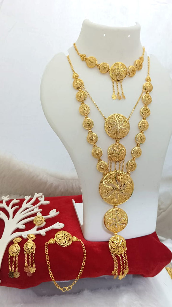 Designer Turkish Style Forming Gold Plating  Bridal Jewelry Set for Women -RS001BSC