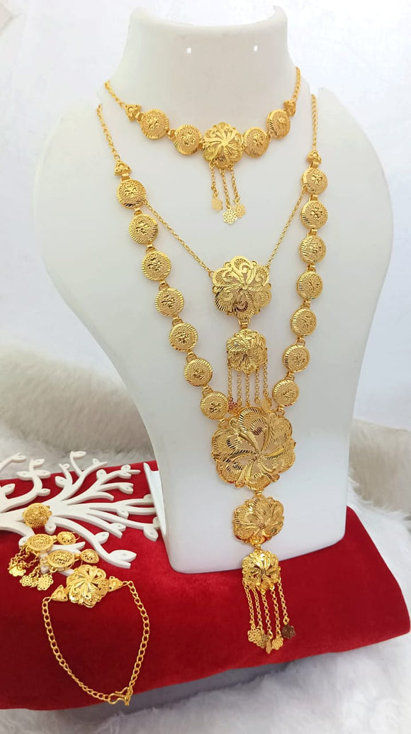 Flower Design Turkish Style Forming Gold Plating Bridal Jewelry Set for Women -RS001BSB