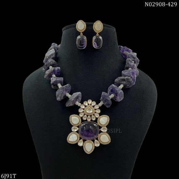 Victoria ,Elegant Statement  Agate stone Necklace Set for Women -RADHE001NSA