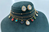Sarangini , elegant Gold Finish Layered Designer Necklace Set for Women -JAY001NSSN
