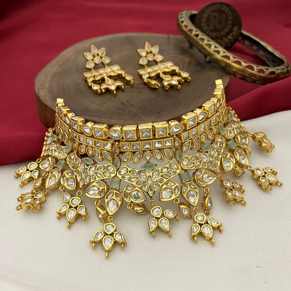 Simran ,Kundan  Gold finish Choker  necklace set for women -JAY001NSJ