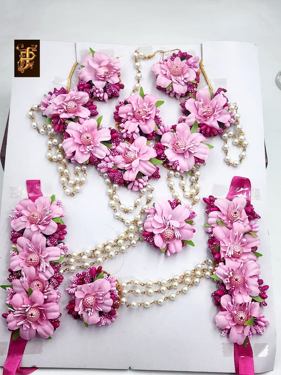 Pink Handmade flower jewellery for Brides-RS001FJ