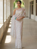 Christmas Special White Tebby Oraganza Saree for women -SSS001CSWS