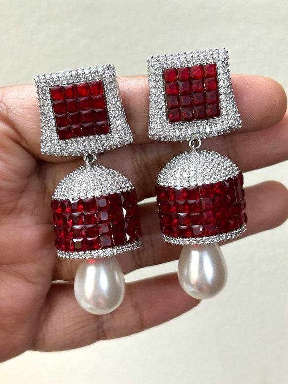 Red Diamante Heart Stone Stud Earrings - Lovisa