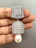 White stone studded Diamond Invisible stone  Setting Jumka for Women-SANDY001IJW