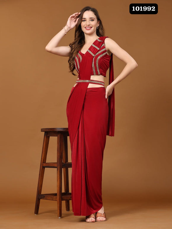 Red New Ready to Wear Saree for Women -SSS001RWSR