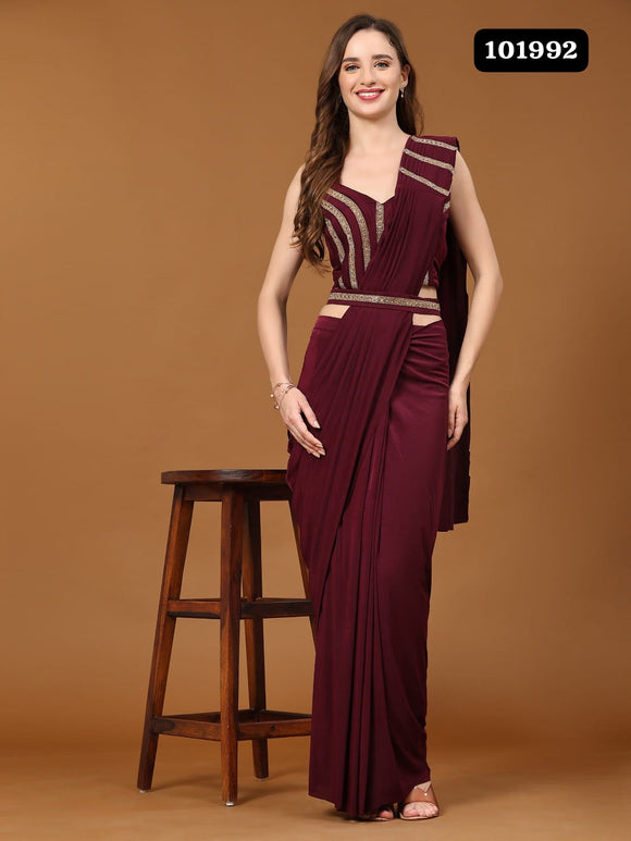 Maroon New Ready to Wear Saree for Women -SSS001RWSM –
