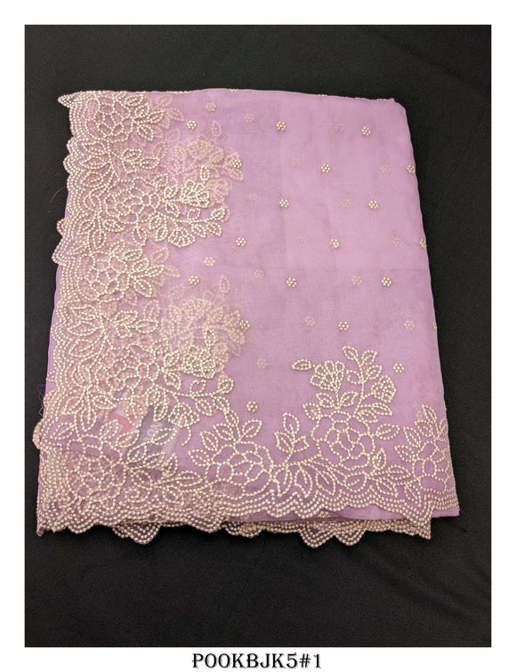 Pink Monika , Christmas Special White shade Point Embroidered Organza Saree with Blouse Piece-KIA001PSO