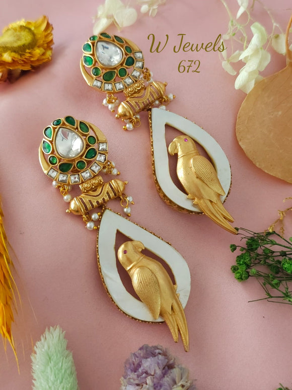 Parrot Design Statement Earrings for Women -SONAM001PDG