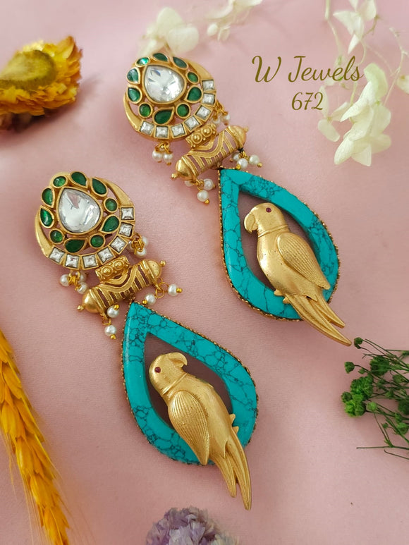 Parrot Design Statement Earrings for Women -SONAM001PDE