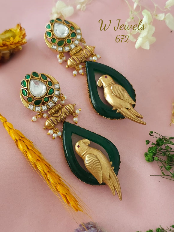 Parrot Design Statement Earrings for Women -SONAM001PDD