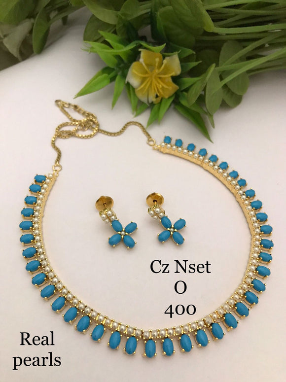 Blue Amara , Elegant Pearl and Turquoise Stone Necklace Set for Women -SHYAM001TS