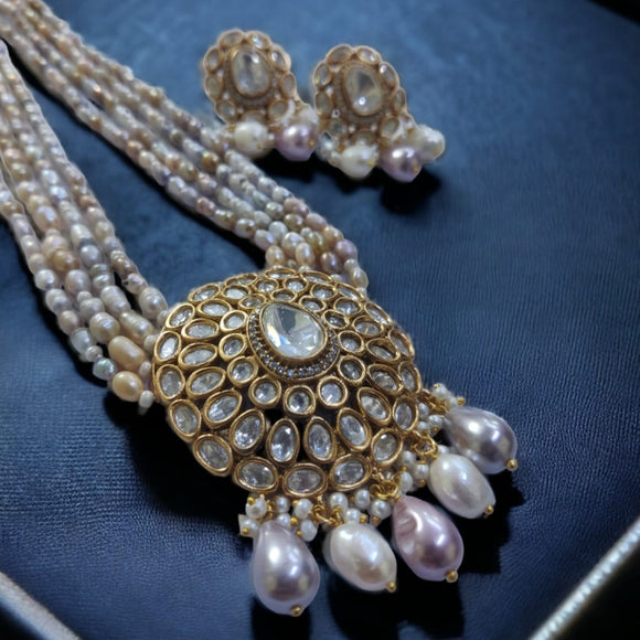 Jaganmayi ,Gold Finish  Elegant Kundan Necklace Set for Women -RADHE001KP