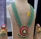Urmila , elegant Gold Finish Designer Jadau Kundan With Silver Foil Necklace Set for Women -RADHE001JKSFA