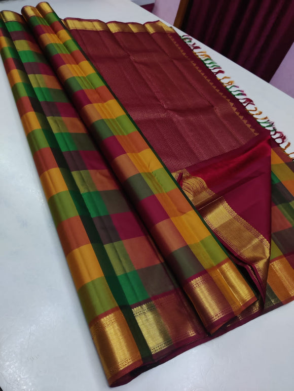 Lalithaa , Pure Kanchipuram silk saree Handwoven with 2 gram  pure Zari traditional saree for Women-SRI001KSS