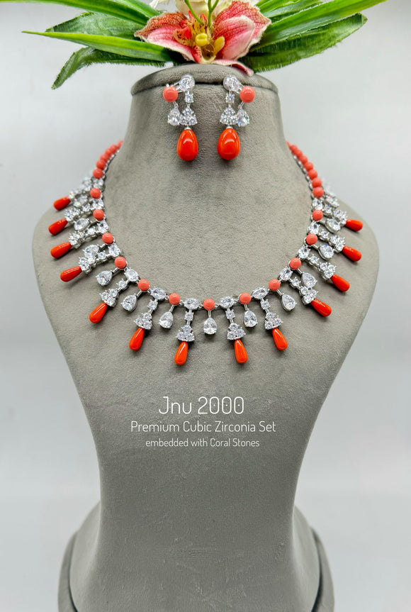 Anayna , Premium Cubic Zirconia Necklace Set for Women -SANDY001NSCA