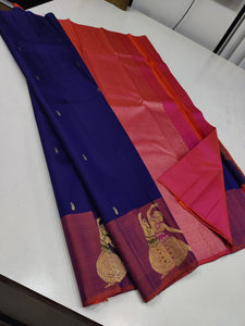 Traditional Bharatnatyam Dancers Design Kanjeevaram Silk Saree for Women -SRISAI001BSA