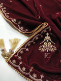Embroidered Velvet Shirt With Zardozi , Pearl & Sequins Work-RIDA001VS