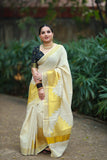 Beautiful Golden tissue temple motifs Tissue saree for Women -SAHE001TM