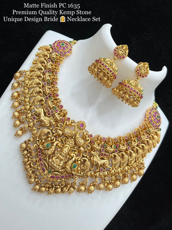 Anbarasi , Matt Finish Premium Quality Kemp stone Necklace Set for Women -SAY001KNS