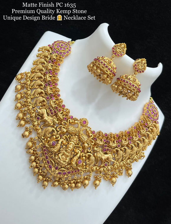 Ilavarasi , Matt Finish Premium Quality Kemp stone Necklace Set for Women -SAY001KNSA