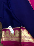 Mahima , Deep Blue and Pink shade Mysore Crepe Silk Saree for Women -PRIYA001MS