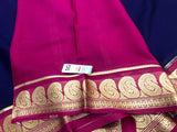 Mahima , Deep Blue and Pink shade Mysore Crepe Silk Saree for Women -PRIYA001MS
