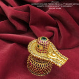 Shiv Mahima , Antique Gold Finish Premium Quality Brass Metal Kemp stone studded Exclusive Nagas work Shivling-SAY001SLNW
