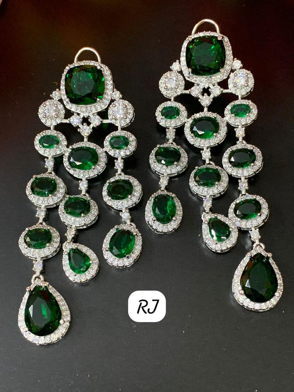Platinum Finish Dangling Diamond Replica Earrings for women -MOE001DREE