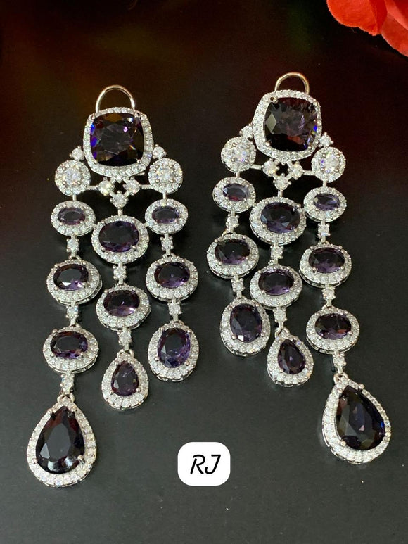 Platinum Finish Dangling Diamond Replica Earrings for women -MOE001DRD