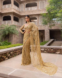 Golden Beauty , New Trending Bollywood Block Buster Sequins Saree for women -SOC001BRG<br>