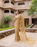 Golden Beauty , New Trending Bollywood Block Buster Sequins Saree for women -SOC001BRG<br>
