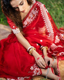 Suhani , Red shade beautiful Organza Saree for women -SOC001RS