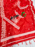 Suhani , Red shade beautiful Organza Saree for women -SOC001RS