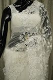 White Beautiful designer soft net saree with chikankari work all over highlighted with diamond work-ANI001PSW