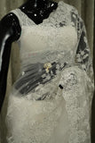 White Beautiful designer soft net saree with chikankari work all over highlighted with diamond work-ANI001PSW