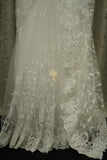 White Beautiful designer soft net saree with chikankari work all over highlighted with diamond work-ANI001PSW