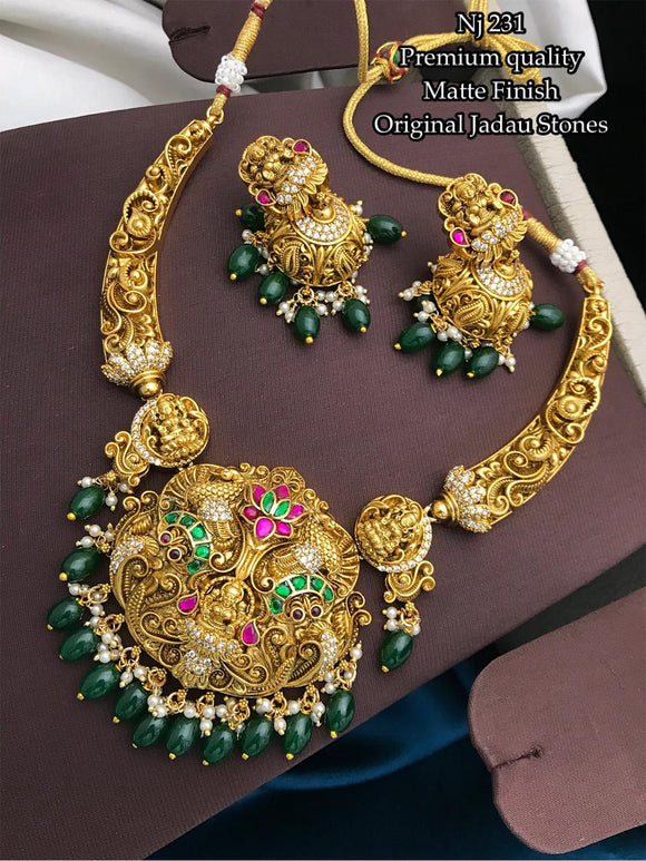 Sugandika , Matte Gold Finish Temple Necklace Set for Women -SHAKI001TNSA</h2> <p> </p>
