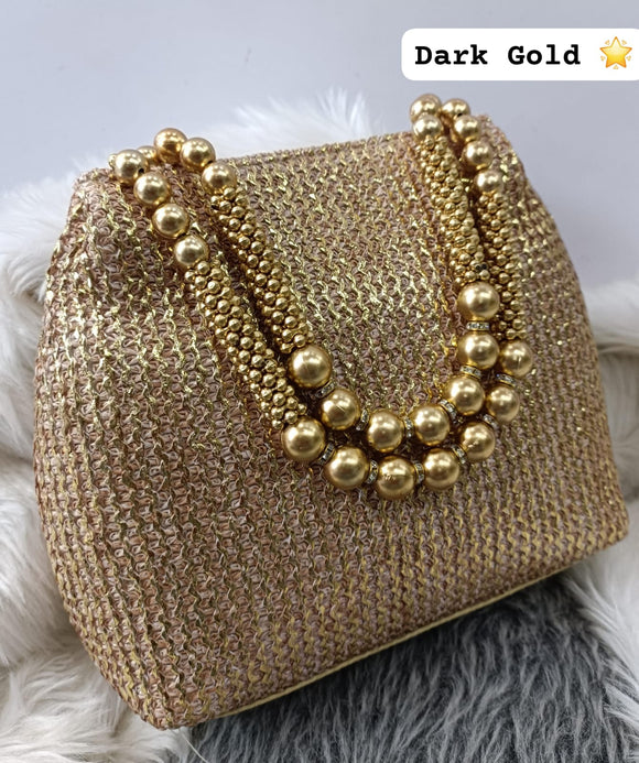 New & Exclusive Metalic Ethnic Handy Potli Bag with Antique finish pearl handles-SC001MPA<br data-mce-fragment=
