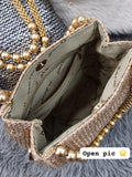 Exclusive Metalic Ethnic Handy Potli Bag with Antique finish pearl handles-SC001MP