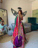 SSS Launching 4.5 Meter Flare Real Mirror work Muslin Silk Lehenga with Cancan  Canvas Patta-SSS001BL