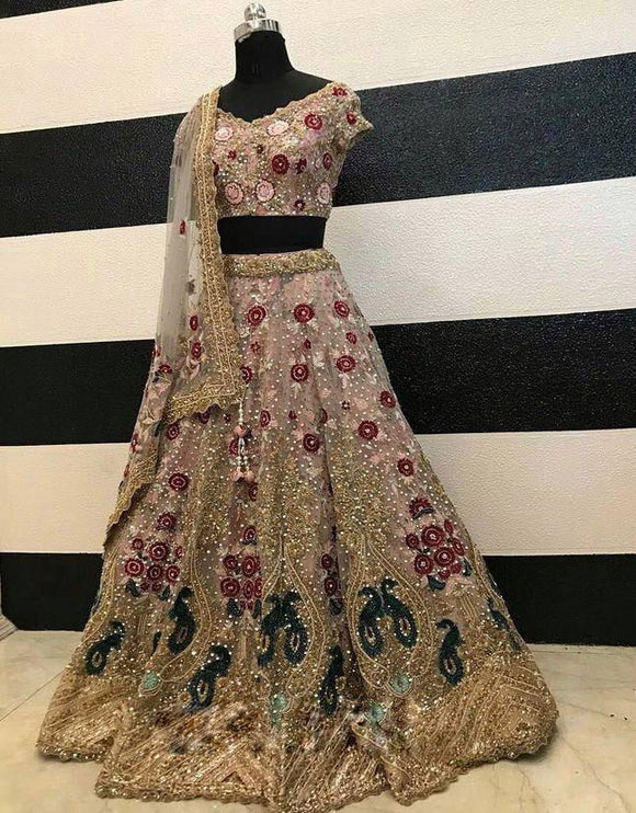SSS Launching 3.5 Meter Flare Soft Mono Net Sequins Embroidered work Lehenga -SSS001PL