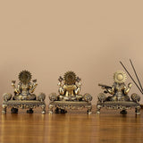 Lord Ganesha , Goddess lakshmi and Goddess Saraswati idols in Brass-ANUB001LSG<br data-mce-fragment="1">